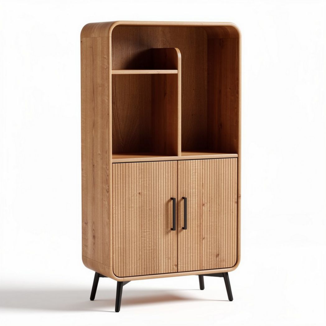 Meuble de rangement en bois de chêne 80 x 40 x 150cm avec étagères et portes