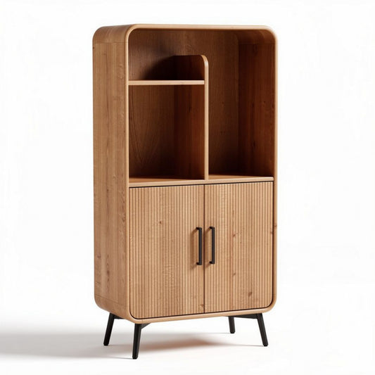Meuble de rangement en bois de chêne 80 x 40 x 150cm avec étagères et portes