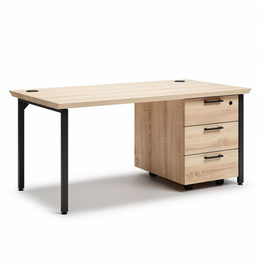 Bureau en bois avec tiroirs en métal dimensions 150 x 75 x 75cm