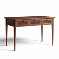 Table de bureau en bois massif couleur noyer avec trois tiroirs 120 x 60 x 75cm