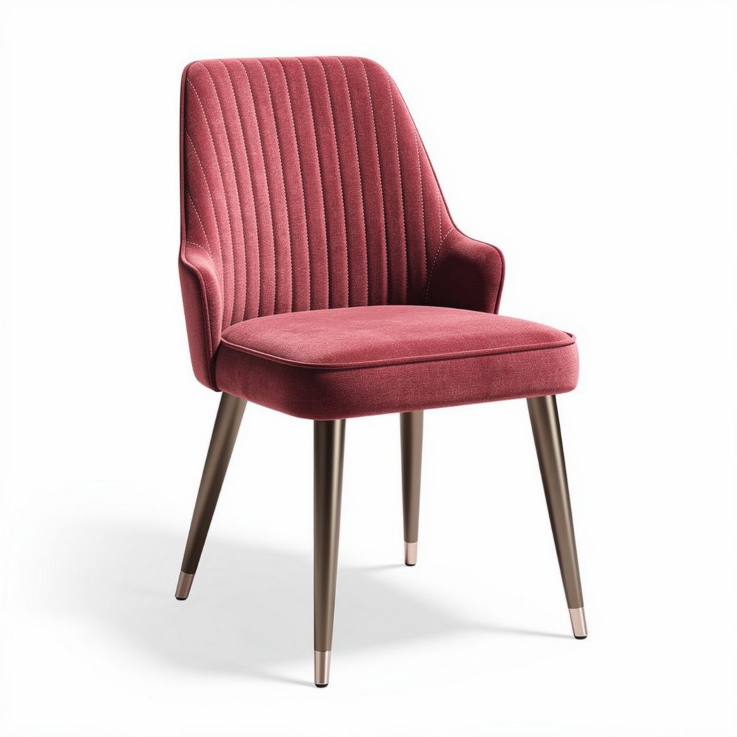Chaise en velours rouge avec pieds en métal dimensions 45 x 50 x 85cm