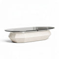 Table basse en verre et pierre composite 120 x 60 x 40 cm
