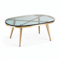 Table basse ovale en verre avec structure en métal doré 120 x 60 x 45cm