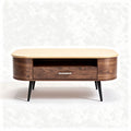 Table basse en bois avec tiroir 120 x 60 x 40cm finition chêne et noyer