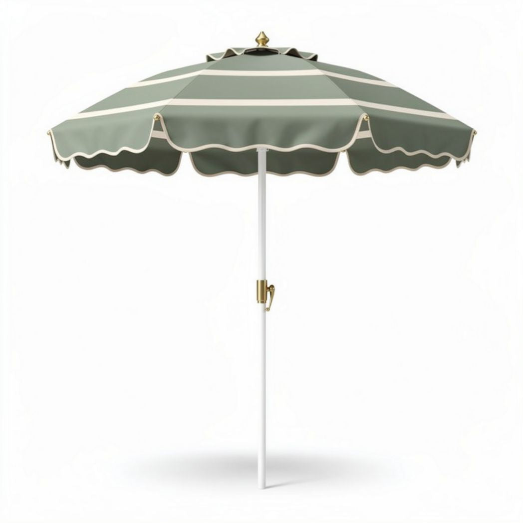 Parasol de jardin en toile à rayures vertes et blanches 200 x 200 x 250 cm