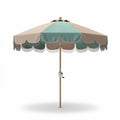 Parasol en polyester de 200 x 200 x 250 cm avec structure en bois et liserés décoratifs