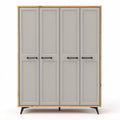 Armoire en bois avec portes grises et poignées noires 180 x 120 x 45cm
