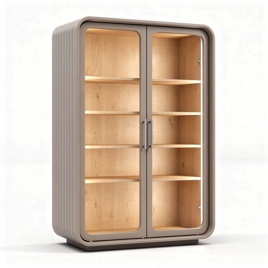 Vitrine de rangement en bois et acier avec éclairage intégrée 80 x 40 x 120cm