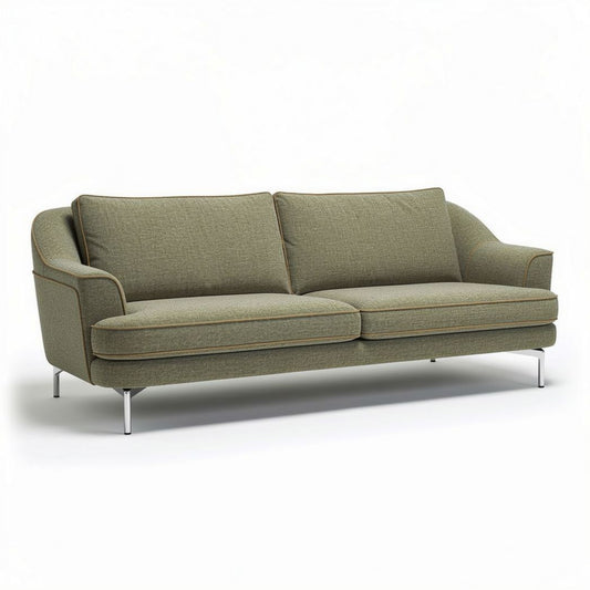Canapé en tissu vert olive 200 x 90 x 85 cm avec pieds en métal