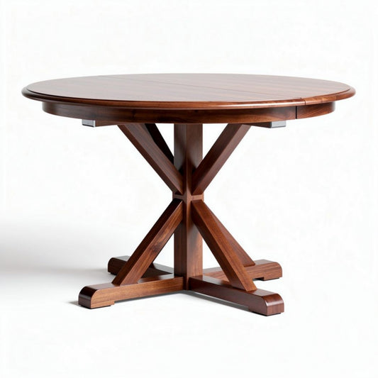 Table ronde extensible en bois massif couleur acajou dimensions 100 x 100 x 75cm